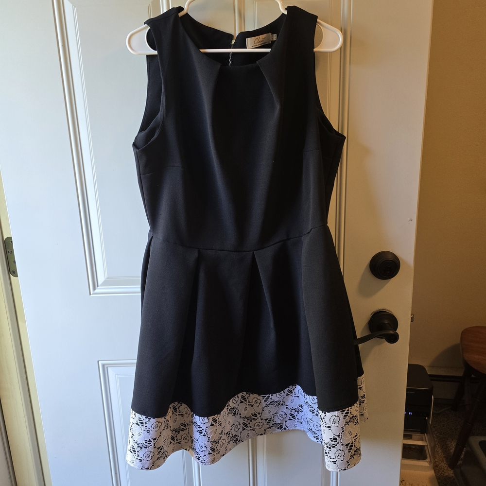 Closet Black Dress with White Lace Detail